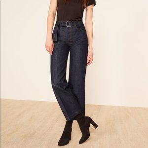 Reformation Madison high rise belted wide leg jean